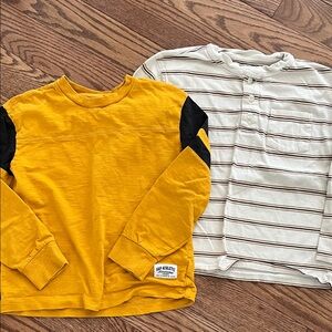 GAP Kids Yellow and White Long Sleeve Tees